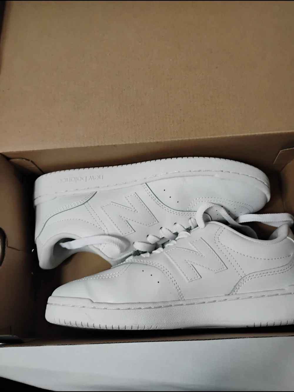 New Balance White Leather Low-Top Sneakers